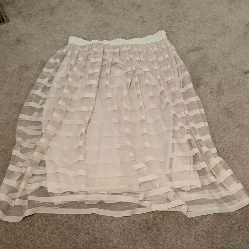 Metro Wear Cream Striped A-Line Skirt